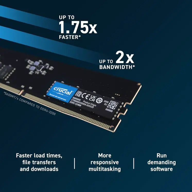 RAM Memory Crucial CT8G56C46U5 8 GB DDR5 SDRAM DDR5 5600 MHz