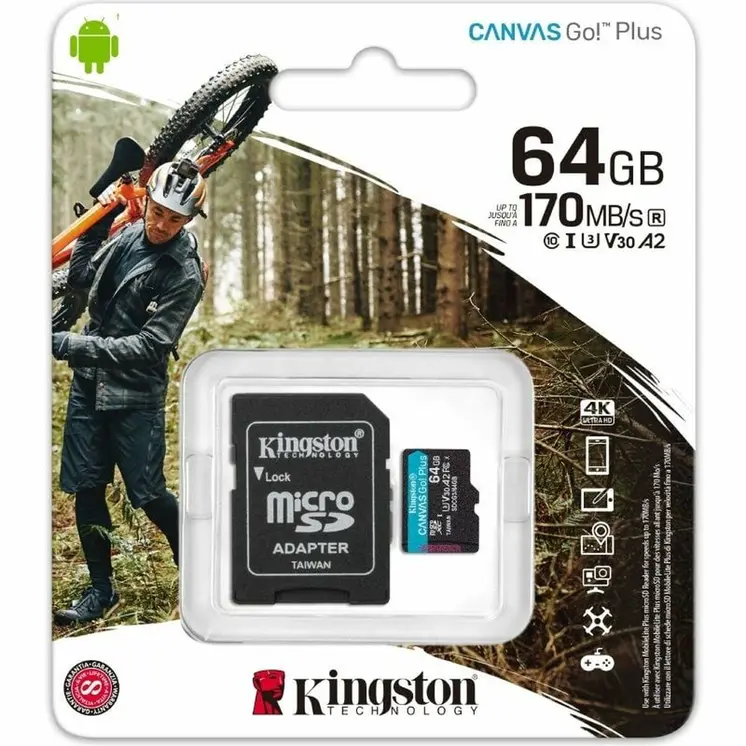 Micro SD Memory Card with Adaptor Kingston CANVAS Go! Plus 64 GB