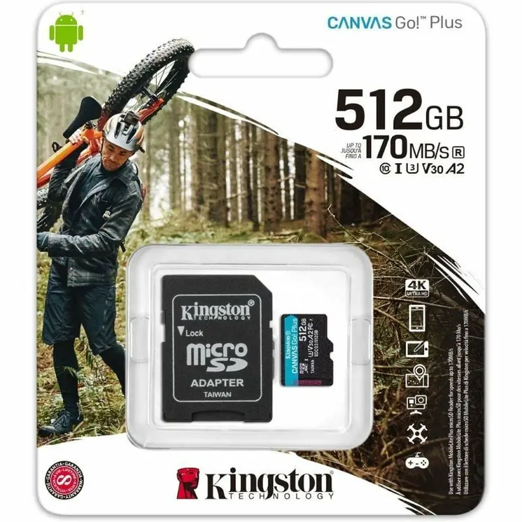 Micro SD Memory Card with Adaptor Kingston CANVAS Go! Plus 512 GB