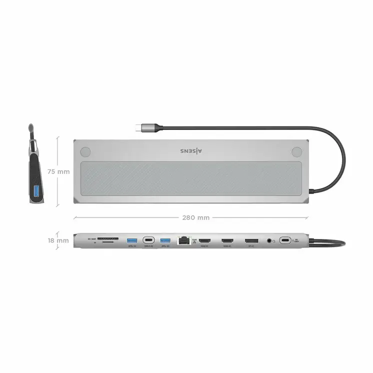 USB Hub Aisens Black 100 W 50 W