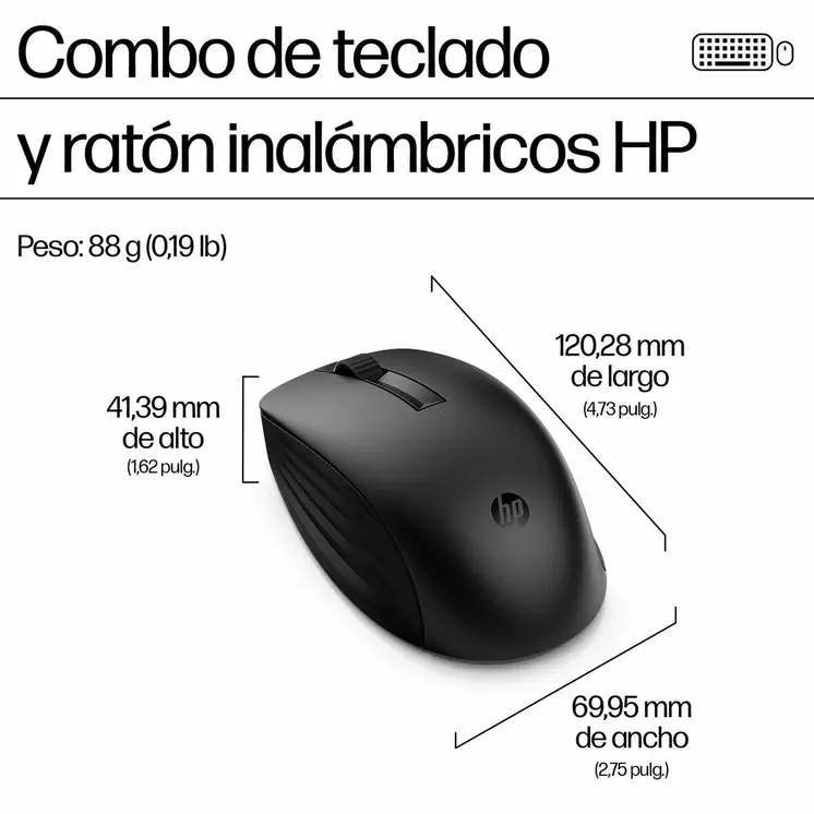 Keyboard and Mouse HP 4R009UT Black Spanish Qwerty