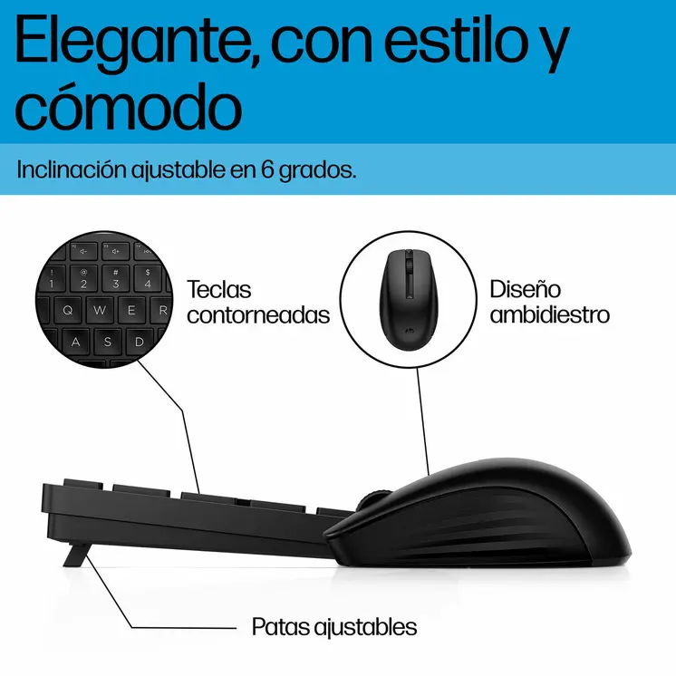Keyboard and Mouse HP 4R009UT Black Spanish Qwerty