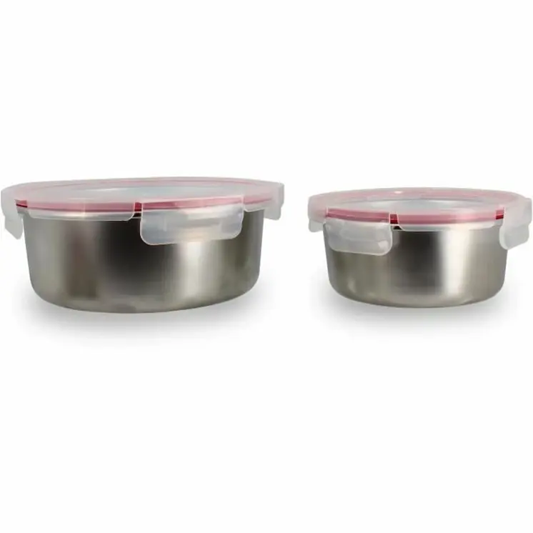 Food Preservation Container Menastyl Silver Circular (2 Units)