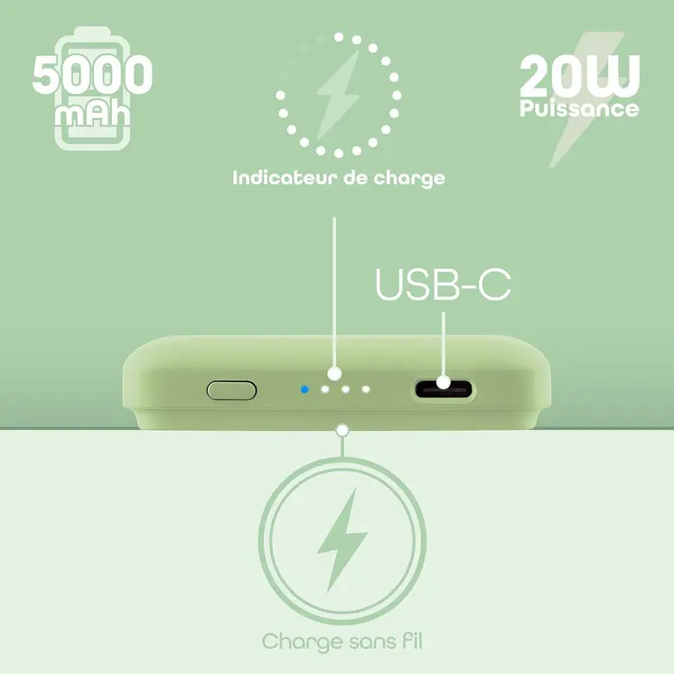 Powerbank T'NB PBUMAG5GR 5000 mAh Green Magsafe
