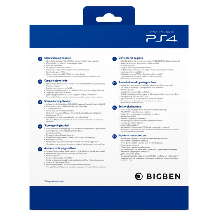 Gaming Headset with Microphone Big Ben Interactive PS4OFHEADSETV3WHITE White Black/White