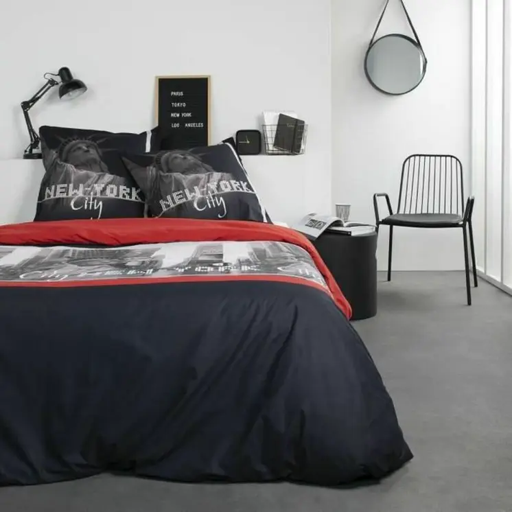 Duvet cover set TODAY Clem Black Red Double bed 220 x 240 cm