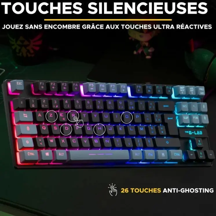 Keyboard The G-Lab KEYZ CAESIUM Black Grey Azerty French