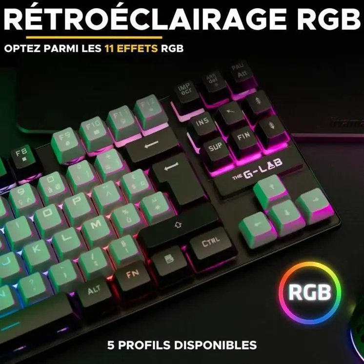 Keyboard The G-Lab KEYZ CAESIUM Black Grey Azerty French