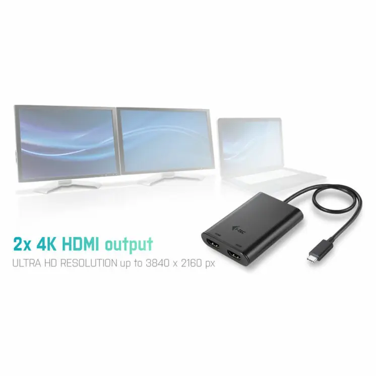 DisplayPort to HDMI Adapter i-Tec C31DUAL4KHDMI 4K Ultra HD Black