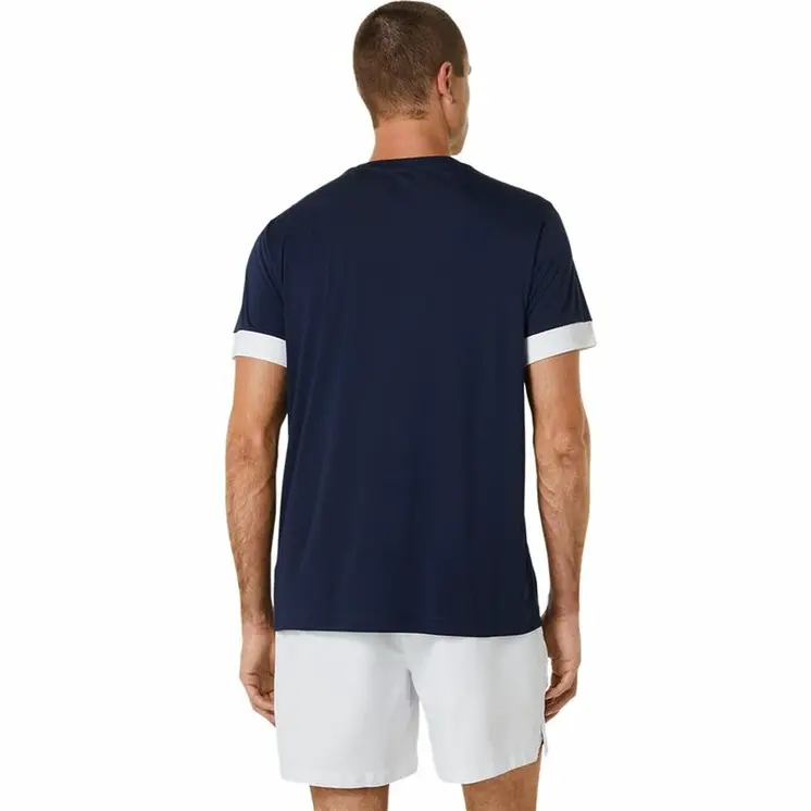 Short-sleeve Sports T-shirt Asics Court Navy Blue Tennis