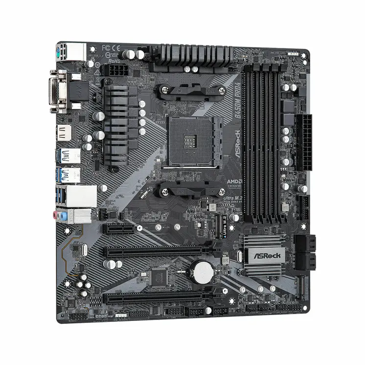 Motherboard ASRock B450M Pro4 R2.0 Socket AM4 AMD B450 AMD AM4
