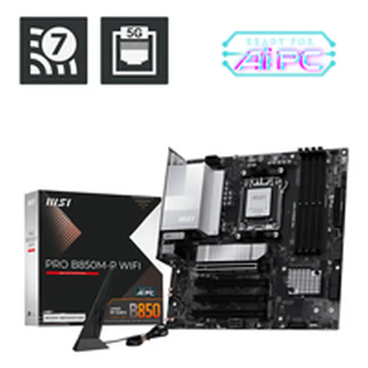 Motherboard MSI PRO B850M-P WIFI Intel Wi-Fi 6 AMD AM5 AMD B850