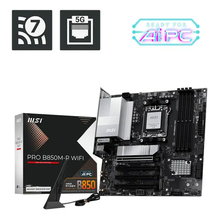 Motherboard MSI PRO B850M-P WIFI Intel Wi-Fi 6 AMD AM5 AMD B850