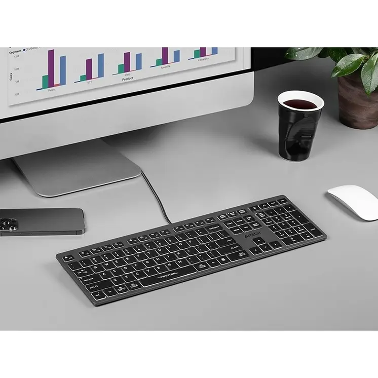 Keyboard A4 Tech A4TKLA47125 White Black Grey QWERTY