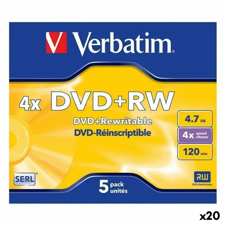 DVD+RW Verbatim 4,7 GB 4x 5 Pieces (20 Units)