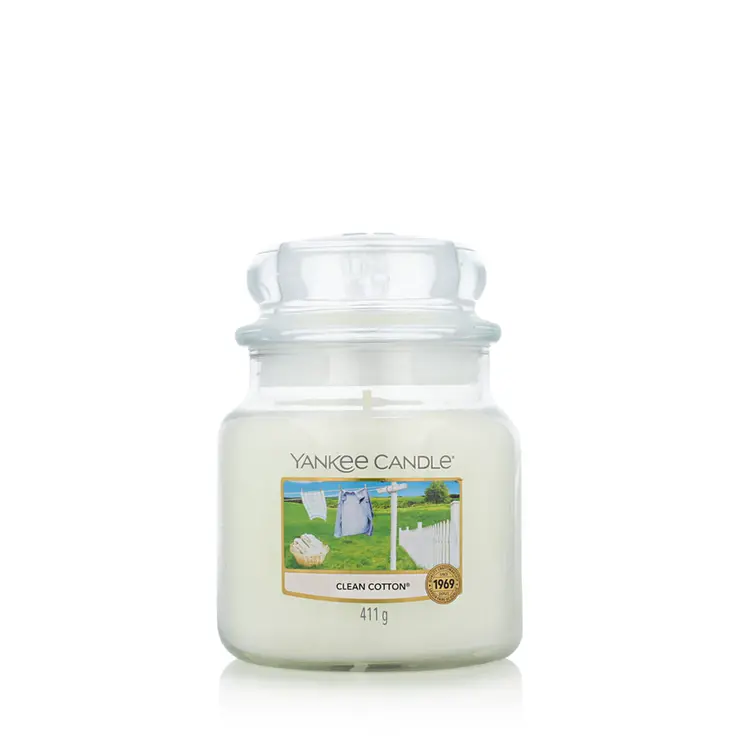 Scented Candle Yankee Candle Classic Medium Jar Candles Clean Cotton 411 g