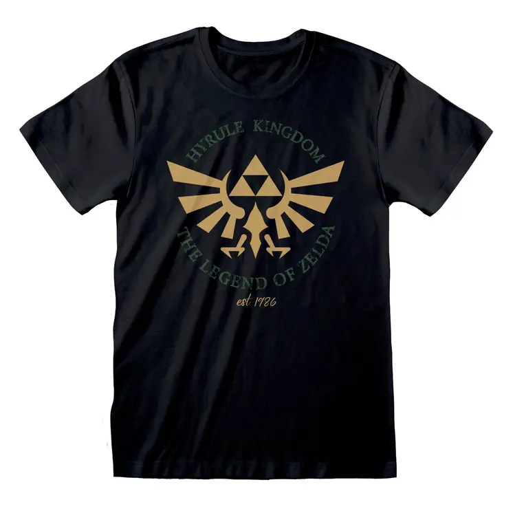 Unisex Short Sleeve T-Shirt The Legend of Zelda Hyrule Kingdom Crest Black