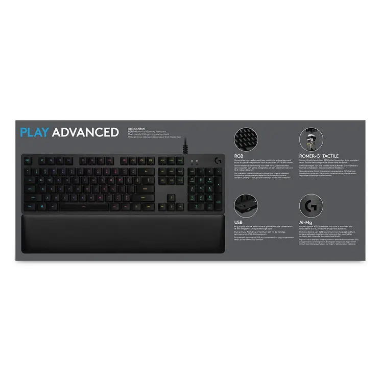 Bluetooth Keyboard with Support for Tablet Logitech G513 CARBON LIGHTSYNC RGB Mechanical Gaming Keyboard, GX Brown French AZERTY
