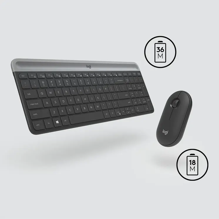 Keyboard and Mouse Logitech MK470 Grey Graphite Qwerty US