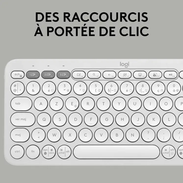 Bluetooth Keyboard with Support for Tablet Logitech K380 French White AZERTY