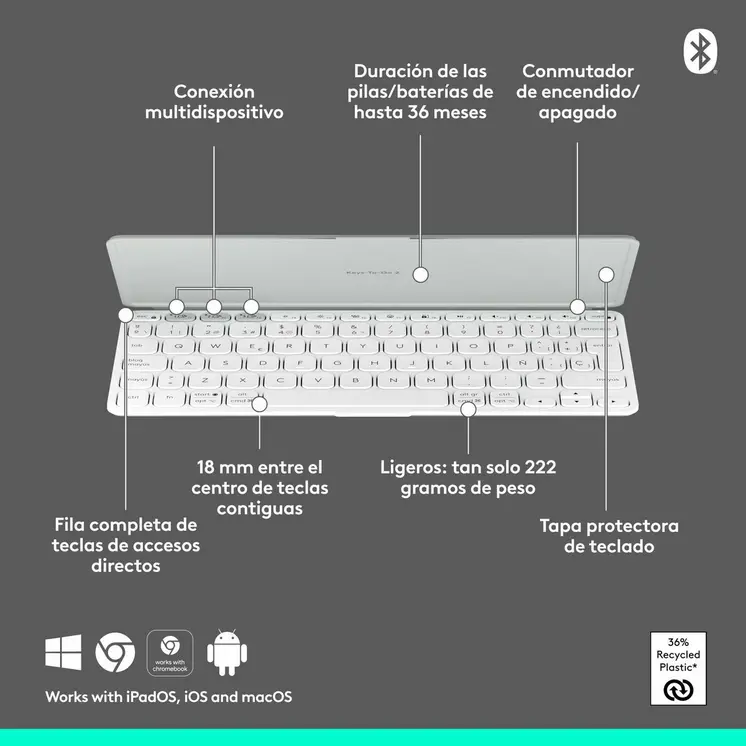 Keyboard Logitech 920-012974 White Grey QWERTY