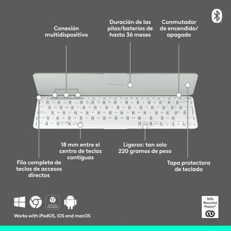 Keyboard Logitech 920-012974 White Grey QWERTY
