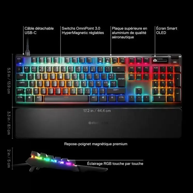 Keyboard SteelSeries Apex pro gen 3 Black Azerty French