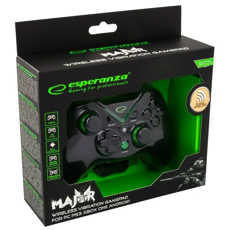 Gaming Control Esperanza EGG112K Black Green Microsoft Xbox One PC PlayStation 3