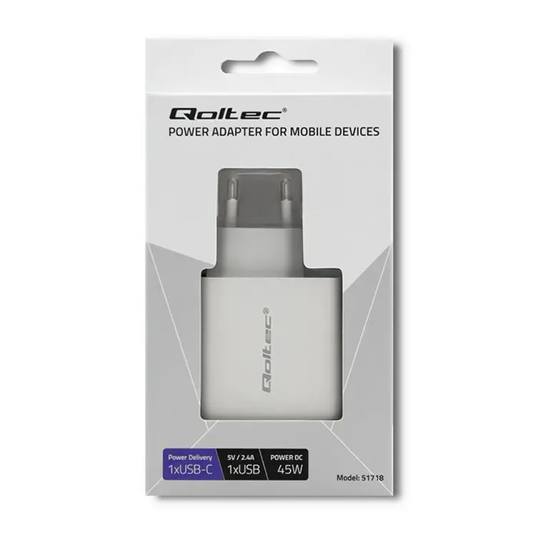 Wall Charger Qoltec 51718 White 45 W (1 Unit)