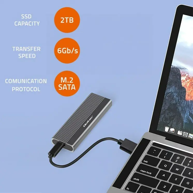External Box Qoltec 52267 Grey