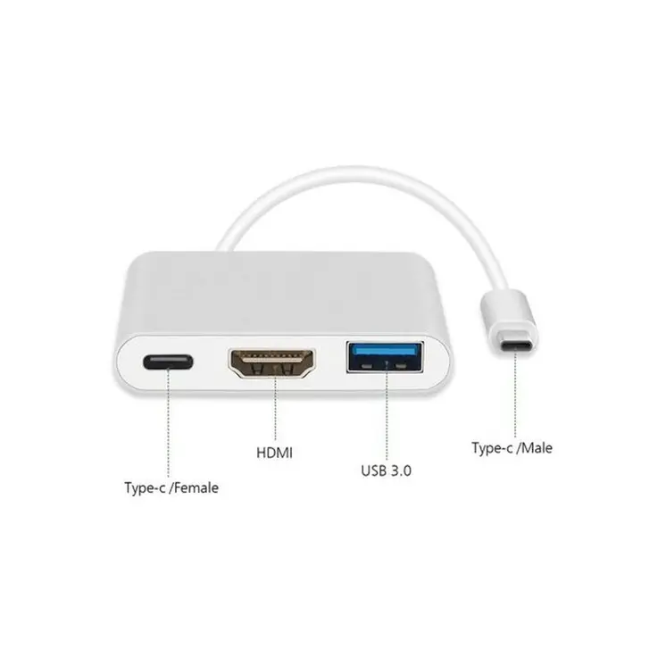 3-Port USB-C Hub MacLean MCTV-840 Silver
