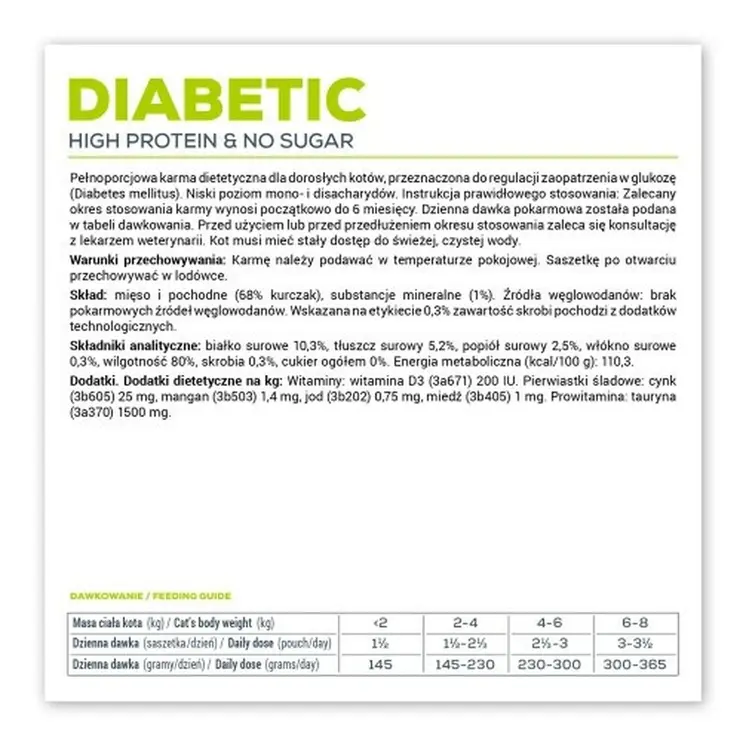 Cat food VETEXPERT Diabetic Cat Chicken 100 g