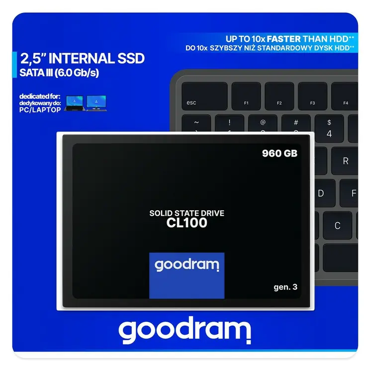 Hard Drive GoodRam CL100 G3 960 GB SSD SSD 460 MB/s-540 MB/s