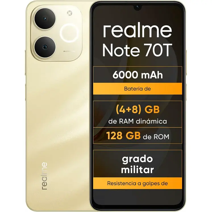 Smartphone Realme NOTE 70T 4 GB RAM 128 GB 6,74" Unisoc Golden
