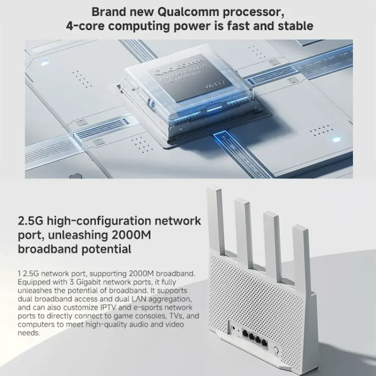 Router Xiaomi White RJ45 Ethernet LAN 10/100/1000 Mbit USB 3.2 Wi-Fi Ethernet LAN 10/100/1000 2.4 GHz-5 GHz Wi-Fi 6 GHz