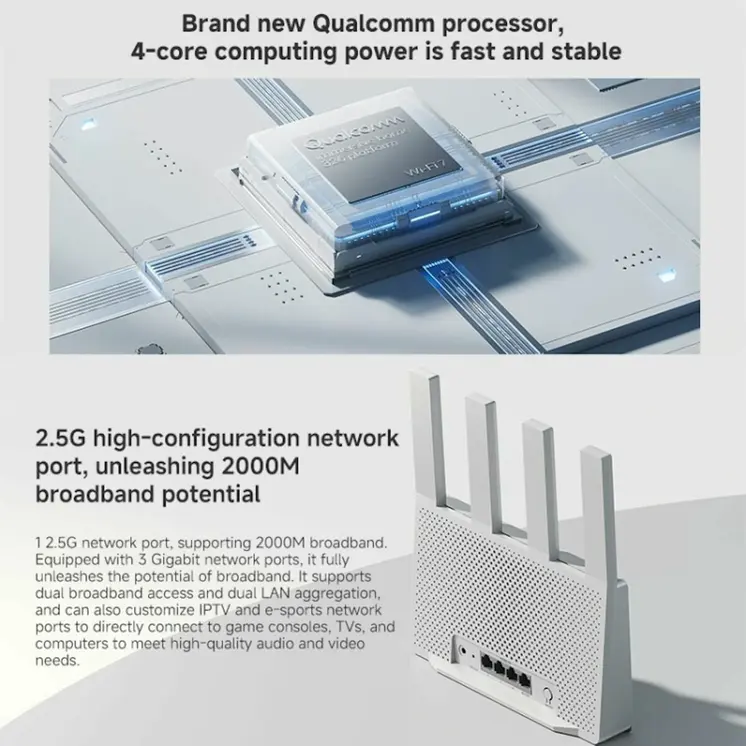 Router Xiaomi White RJ45 Ethernet LAN 10/100/1000 Mbit USB 3.2 Wi-Fi Ethernet LAN 10/100/1000 2.4 GHz-5 GHz Wi-Fi 6 GHz