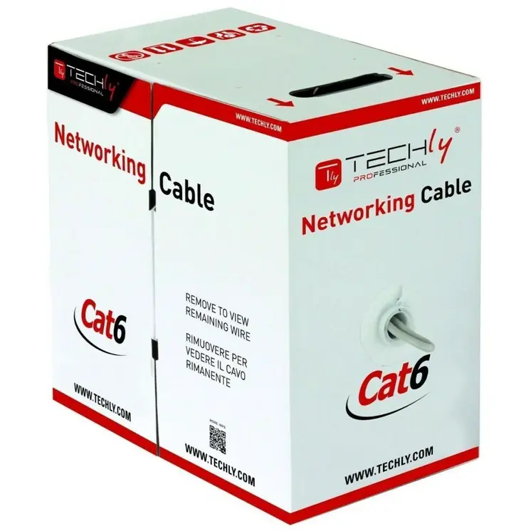 UTP Category 6 Rigid Network Cable Techly ITP9-FLU-0305 Grey 305 m