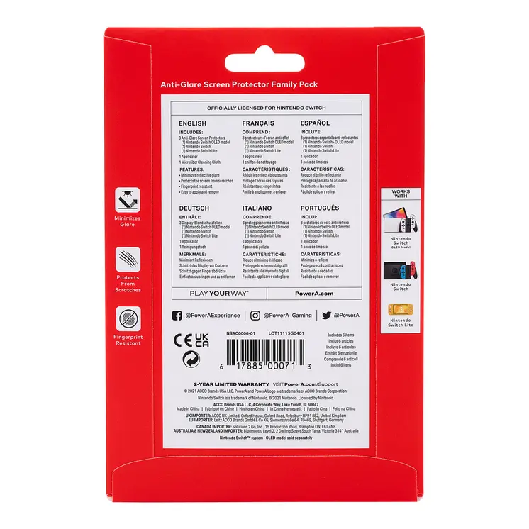 Screen shield for Nintendo Switch Powera NSAC0006-02