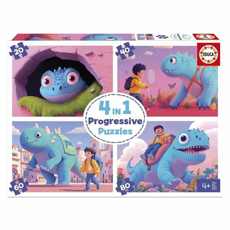 4-Puzzle Set Educa Friendly Dinosaurs