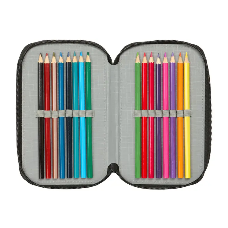 Triple Pencil Case One Piece Pirates Black 12,5 x 19,5 x 5,5 cm 37 Pieces