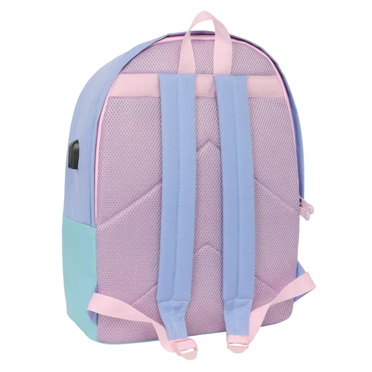 Rucksack for Laptop and Tablet with USB Output Munich Mellow Blue Pink Celeste
