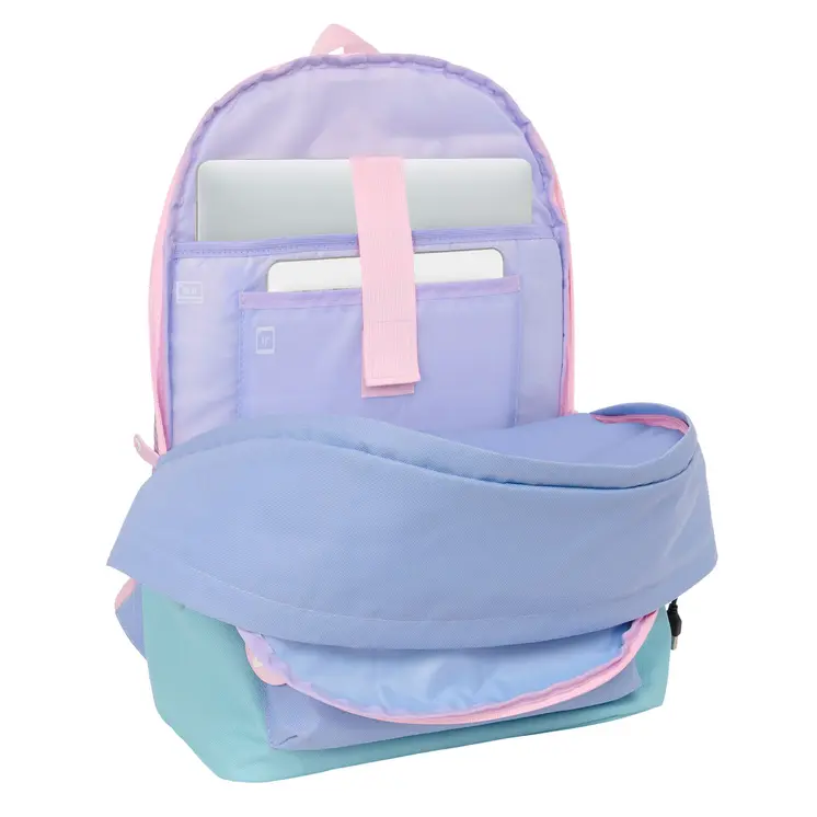 Rucksack for Laptop and Tablet with USB Output Munich Mellow Blue Pink Celeste