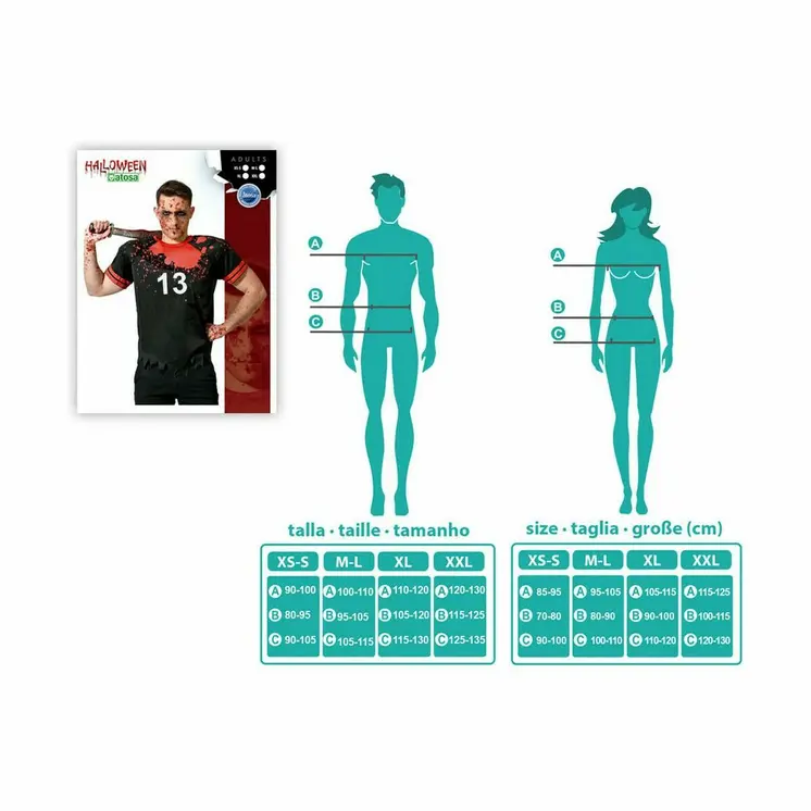 Costume for Adults Black Bloody Rugby (1 Piece)
