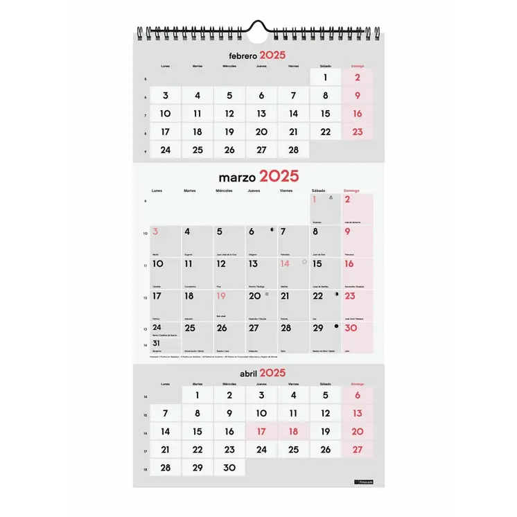 Wall calendar Finocam Paper 2025 23,6 x 43 cm