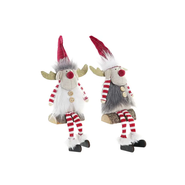 Christmas bauble DKD Home Decor Polyester Reindeer (8 x 14 x 19 cm) (2 Units)