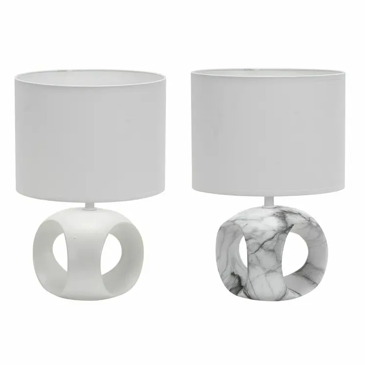 Desk lamp DKD Home Decor Ceramic Grey Polyester White (2 Units) (20 x 20 x 30 cm)