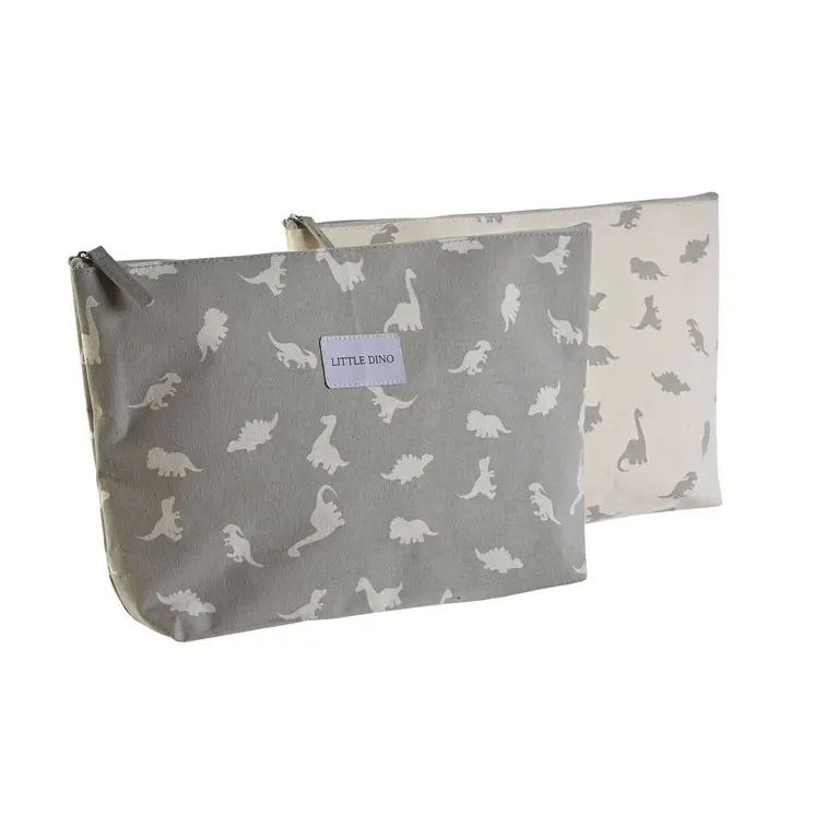 Travel Vanity Case DKD Home Decor White Grey Cotton 33 x 8 x 21 cm (2 Units)