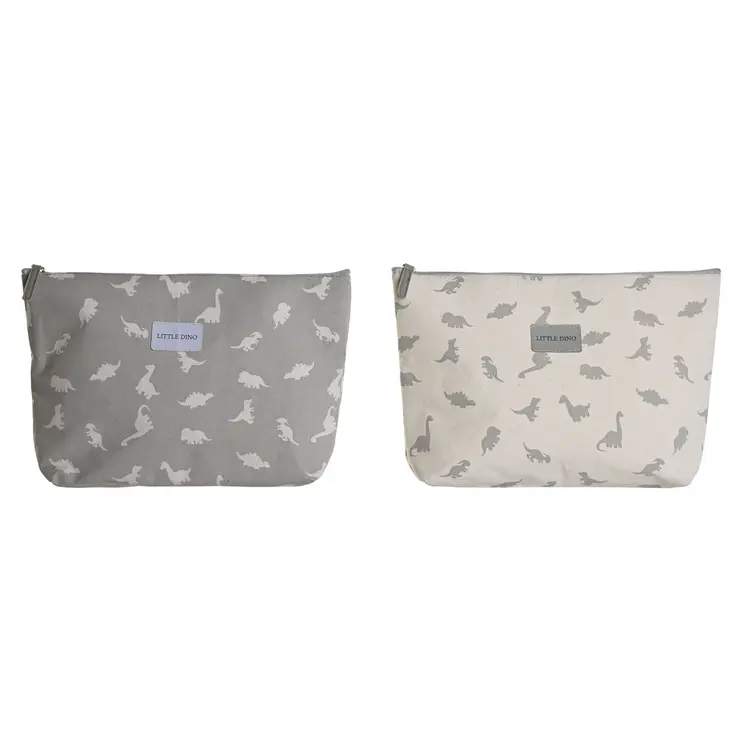 Travel Vanity Case DKD Home Decor White Grey Cotton 33 x 8 x 21 cm (2 Units)