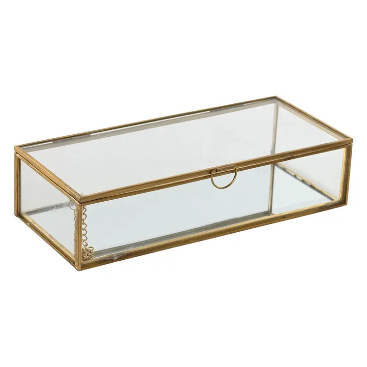 Jewelry box Home ESPRIT Golden Metal Crystal 23 X 10 X 5,5 cm