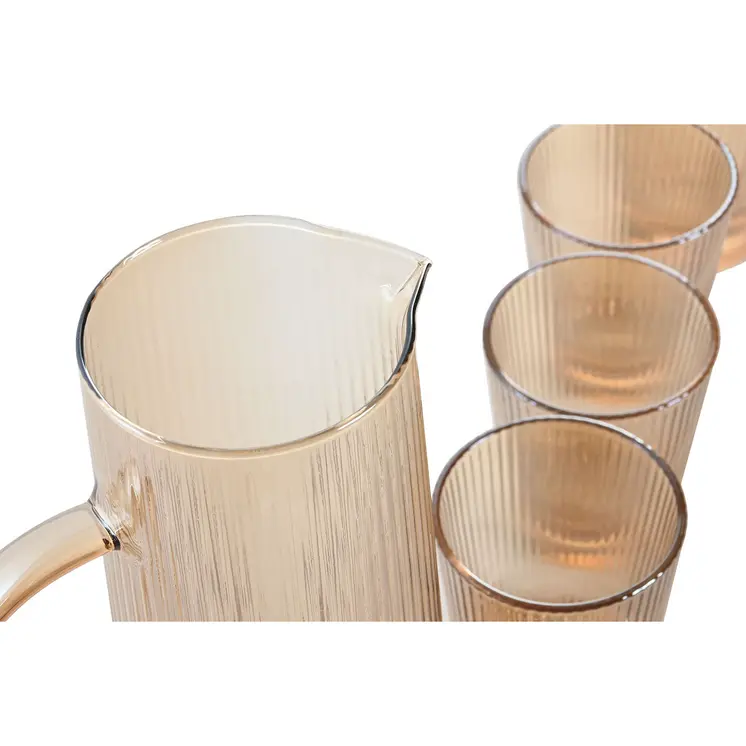 Jug and glasses set Home ESPRIT Amber Borosilicate Glass 1,25 L